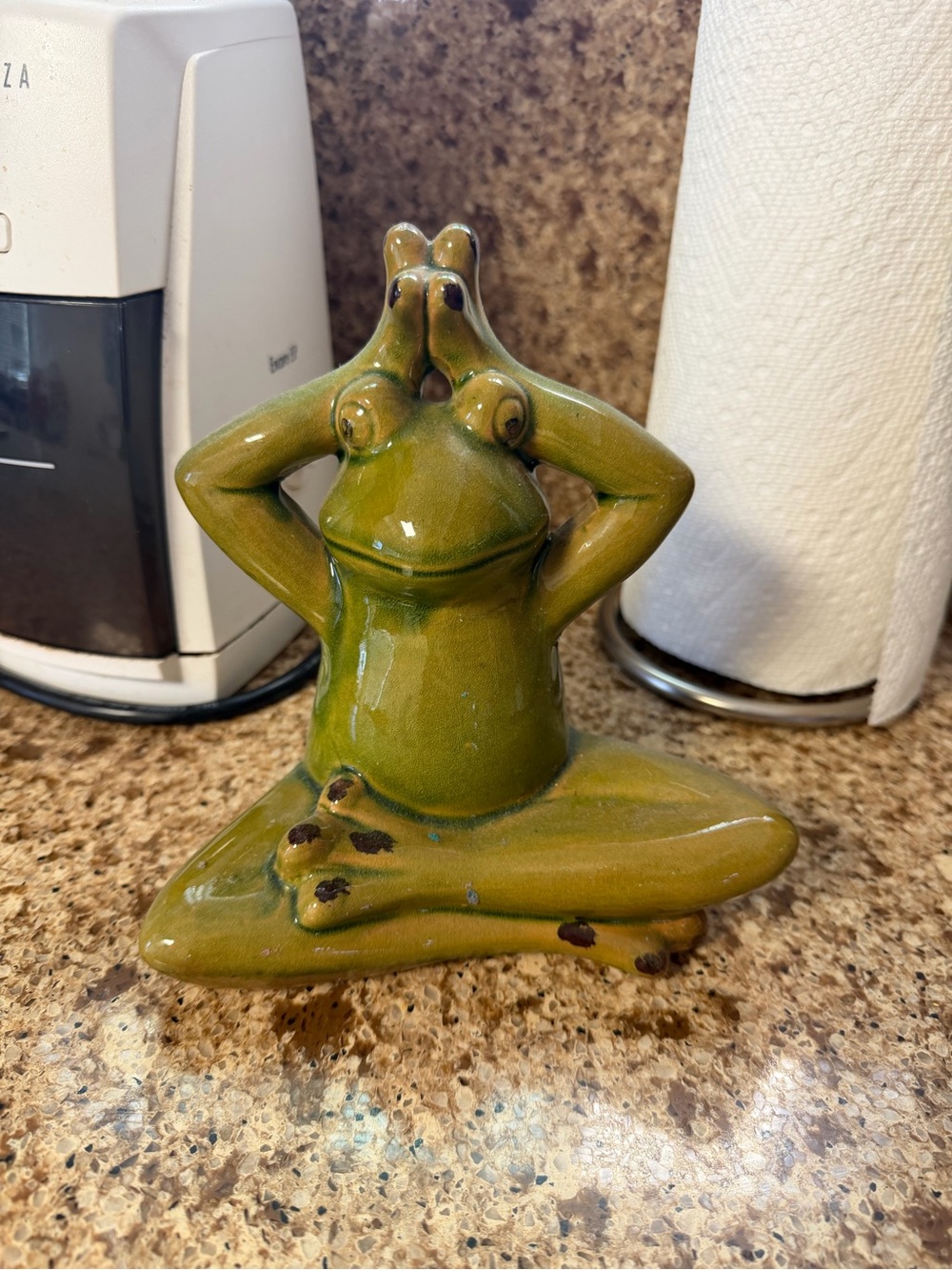 Ceramic Green Frog Yoga Figurine - Home Art